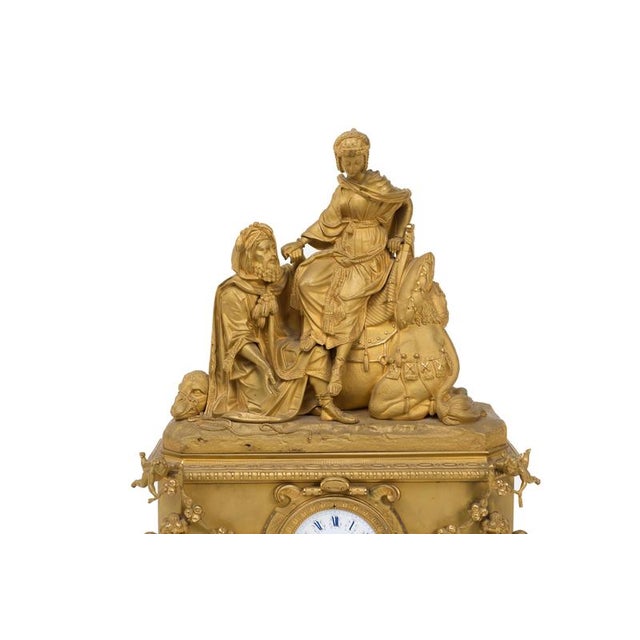 Gilt Bronze Table Clock with Hand-Painted Dial from Leroy and Fils, 19th Century For Sale - Image 3 of 6