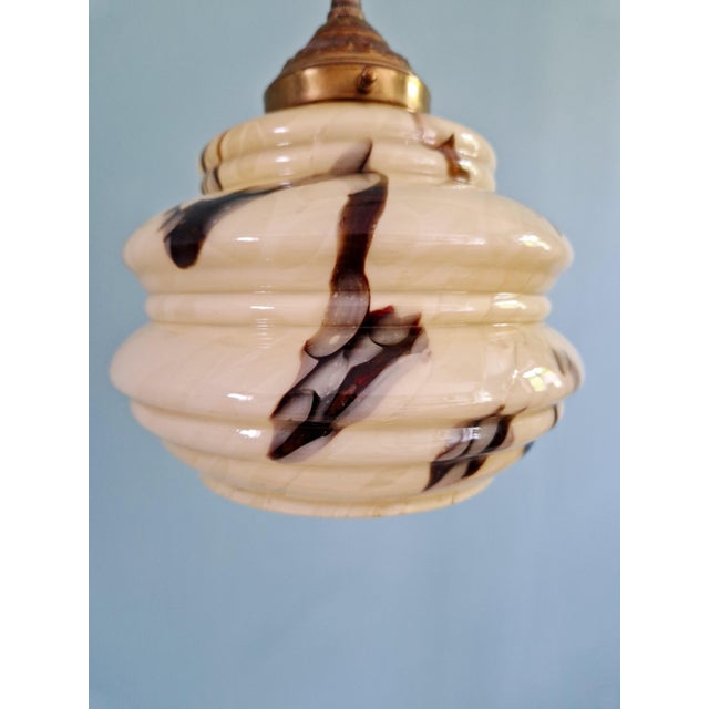 Art Deco Pendant Light in Marbled Opaline Glass from Scailmont, Belgium, 1920s For Sale - Image 6 of 17