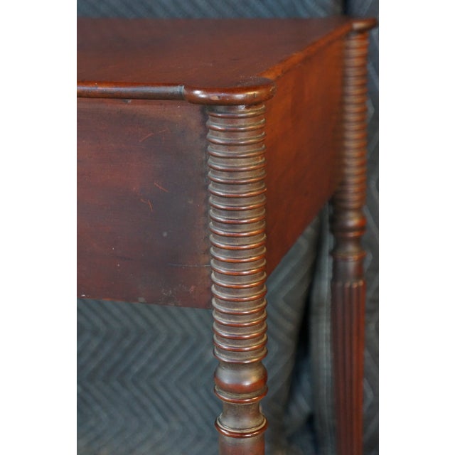 Antique Early 19th C. American Federal Mahogany Carved Work Table Nightstand For Sale - Image 13 of 17