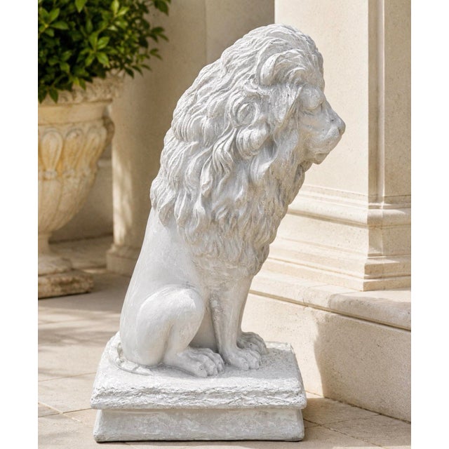 Late 20th Century Late 20th Century Pair of Weathered Concrete Garden Lions For Sale - Image 5 of 11