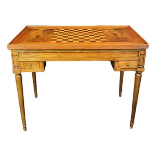 Antique French Inlaid Game Table With Reversible Chessboard Backgammon Top For Sale