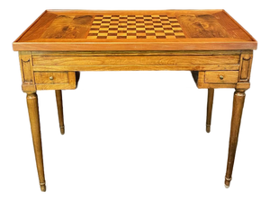 Antique French Inlaid Game Table With Reversible Chessboard Backgammon Top