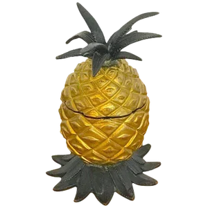 1960s Vienna Bronze Cold Painted Pineapple Inkwell