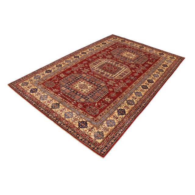 Shabby Chic Southwestern Super Kazak Red/Tan Wool Rug - 6'8'' X 9'11'' For Sale - Image 3 of 10