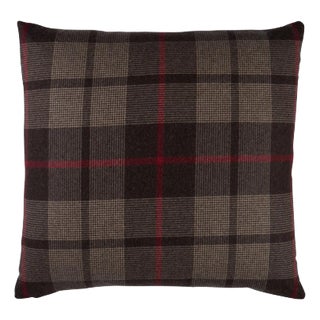 Schumacher Montana Wool Plaid 18" Pillow In Java For Sale
