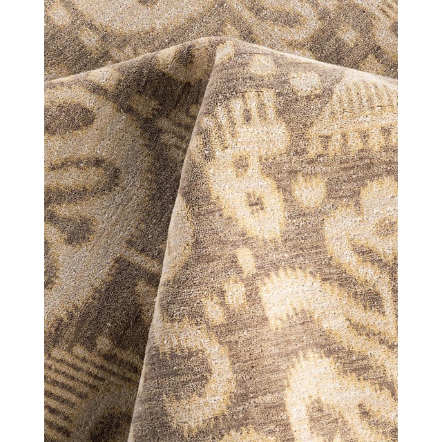 Textile Ikat, One-of-a-Kind Hand-Knotted Area Rug - Gray, 8' 2" x 10' 2" For Sale - Image 7 of 8