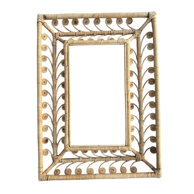 Wood Vintage Rattan Wall Frame For Sale - Image 7 of 7