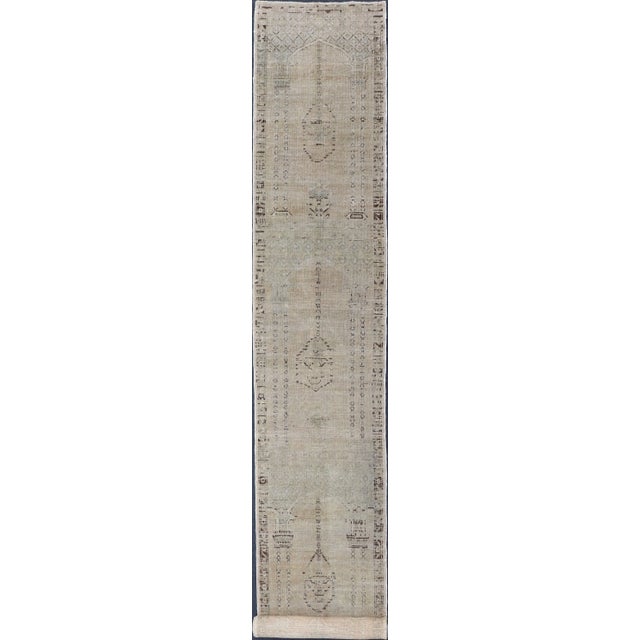 Skinny Long Turkish Runner With Floral Design in Taupe, Gray, and Brown For Sale - Image 13 of 13