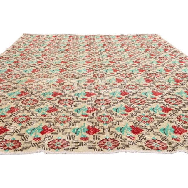 Contemporary Zeki Muren Vintage Turkish Sivas Rug, 07'05 X 10'04 For Sale - Image 3 of 10