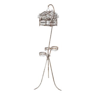 Mid 20th Century Charming French Birdcage Plant Stand with Original Paint For Sale