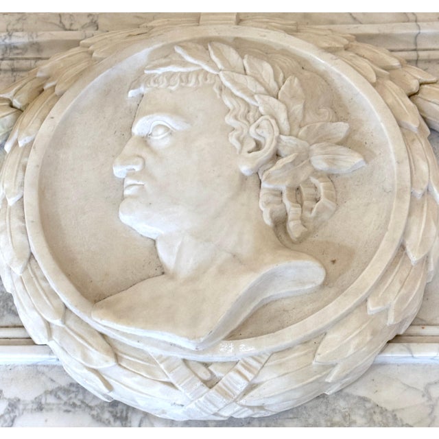 19th Century 19th C. Italian Grand Tour Carved Marble Portrait Plaque Roman Emperor Titus For Sale - Image 5 of 10