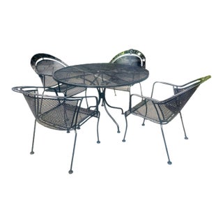 MCM Cast Iron Table and 4 Chairs For Sale