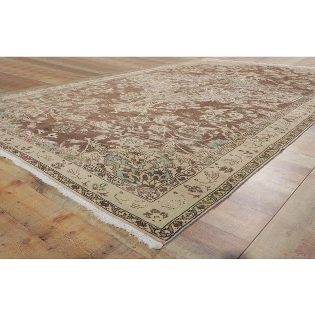 Brown Antique-Worn Persian Faridan Rug - 07'05 X 12'03 For Sale - Image 8 of 11