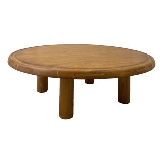 Round Pine Coffee Table by Charlotte Perriand for Les Arcs, France, 1960s For Sale