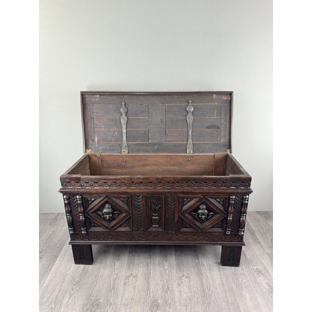 Antique Neo-Renaissance Chest A superb, richly carved solid wood chest dating from the late 19th century. The decoration...