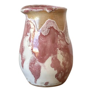 Vintage Original Studio Pottery Drip Glaze Vase For Sale