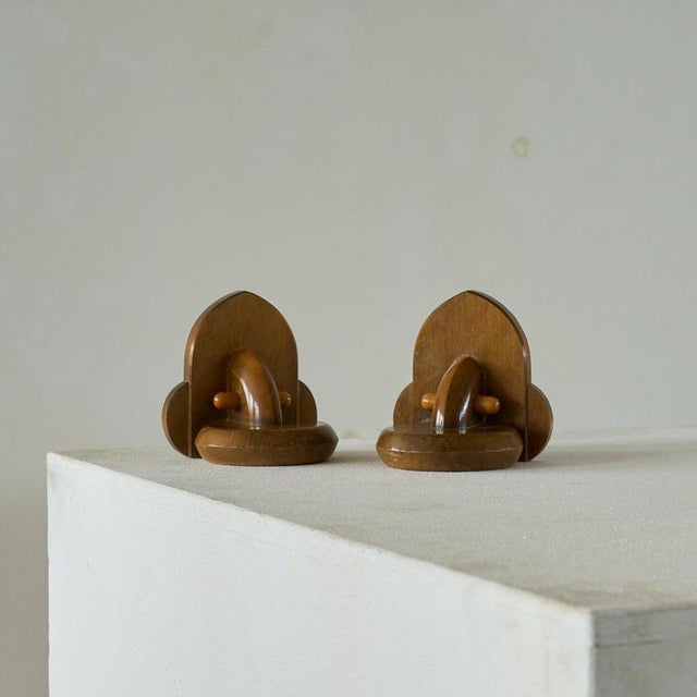 Art Deco Bookends in Wood, 1950s, Set of 2 For Sale - Image 6 of 10