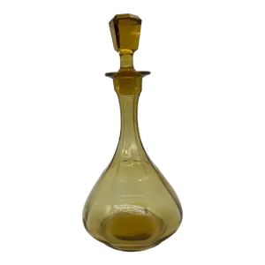 Vintage Amber Glass Decanter With Stopper