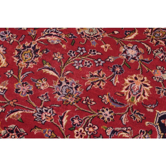 Shabby Chic Shabby Chic Persian Kashan Red/Purple Wool Rug - 9'8'' X 13'9'' For Sale - Image 3 of 10