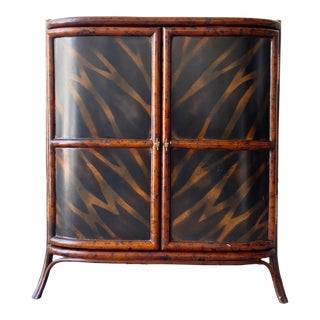 Bohemian Tortoise Shell Bamboo Sideboard Cabinet For Sale