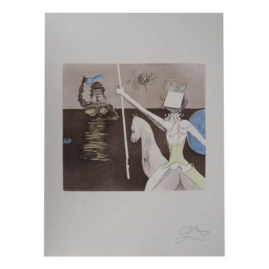 Salvador Dali, Don Quixote on the Road to Battle, Original Engraving For Sale