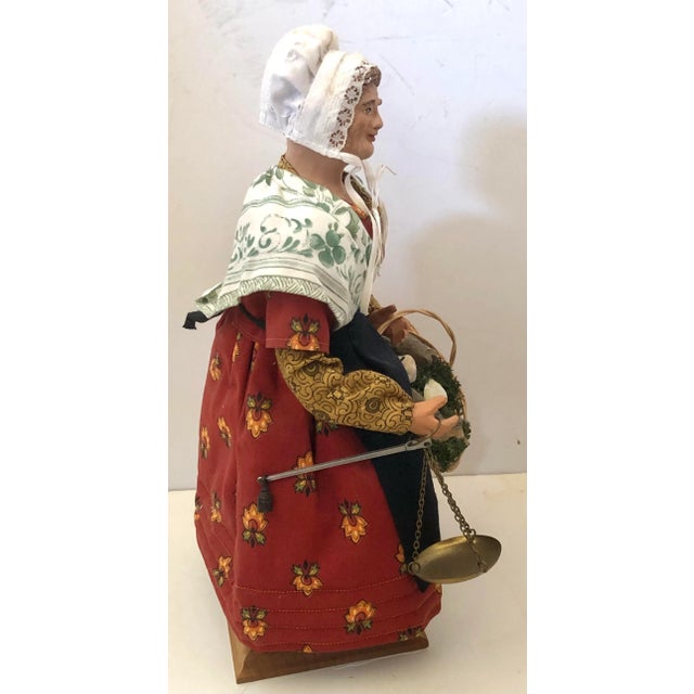 Metal Aix De Provence Santons Richard Clay Sculpture of a Woman Fish Seller For Sale - Image 7 of 9