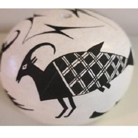 Tribal Vintage, Native American Acoma Pueblo Seed Jar With Mimbres Figures Signed by Husband/Wife Team: Cerno For Sale - Image 3 of 6