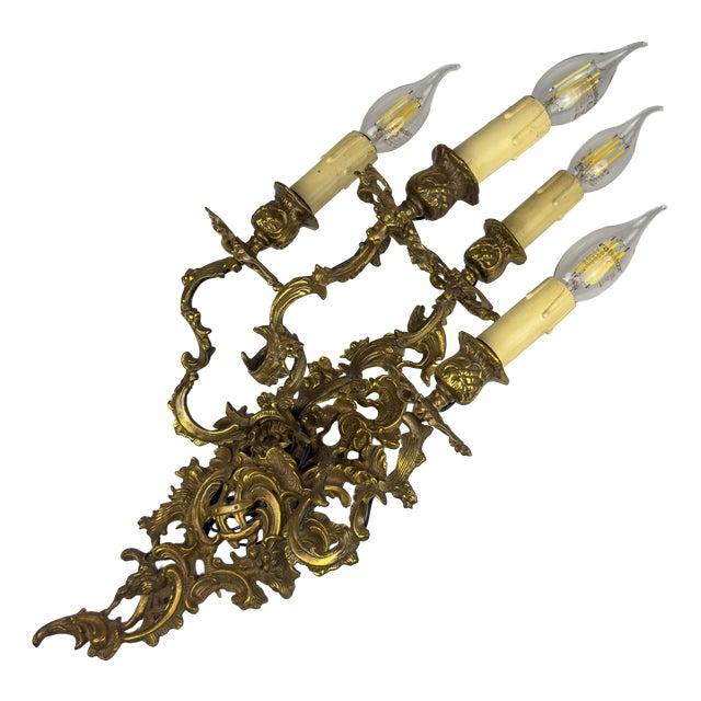 Vintage Italian Bronze Wall Sconce, Italy, 1930s For Sale