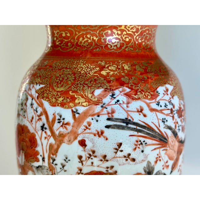 Japanese Export Kutani Bird and Flower Vase Lamp For Sale - Image 11 of 14