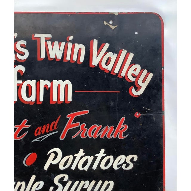 Farmhouse Vintage Metal Hand Painted Mitchell's Farm Stand Sign For Sale - Image 3 of 10