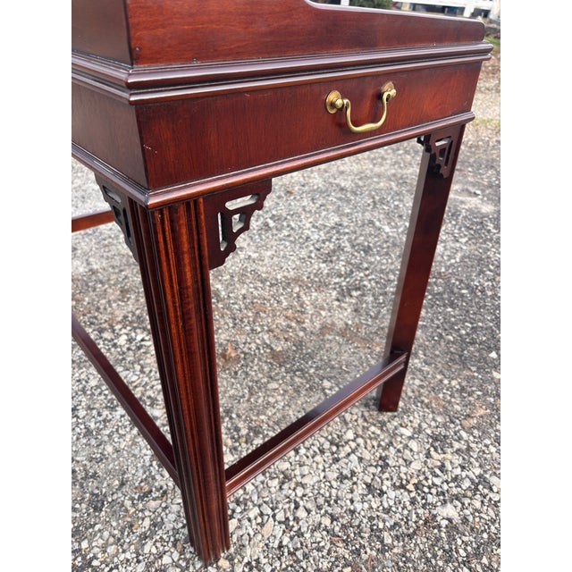 Vintage Lane Altavista Mahogany Chinese Chippendale Writing Desk Table For Sale In Louisville - Image 6 of 12