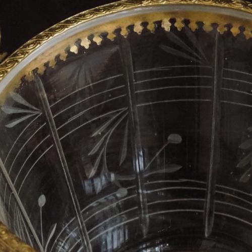 Glass Bowl with Metal Rim and Handles For Sale - Image 4 of 6