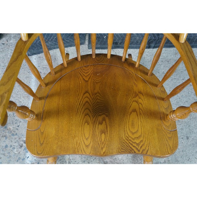 Vintage Nichols & Stone Oak Windsor Rocking Chair Hoop Back Colonial Rocker For Sale - Image 6 of 17