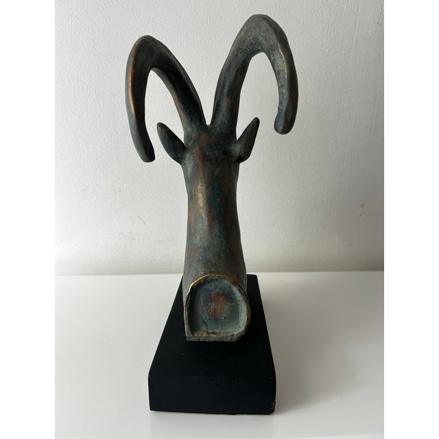 Mid 20th Century Vintage Mid Century Bronze Alva Museum Replica of Egyptian Ibex (Capricorn) For Sale - Image 5 of 10