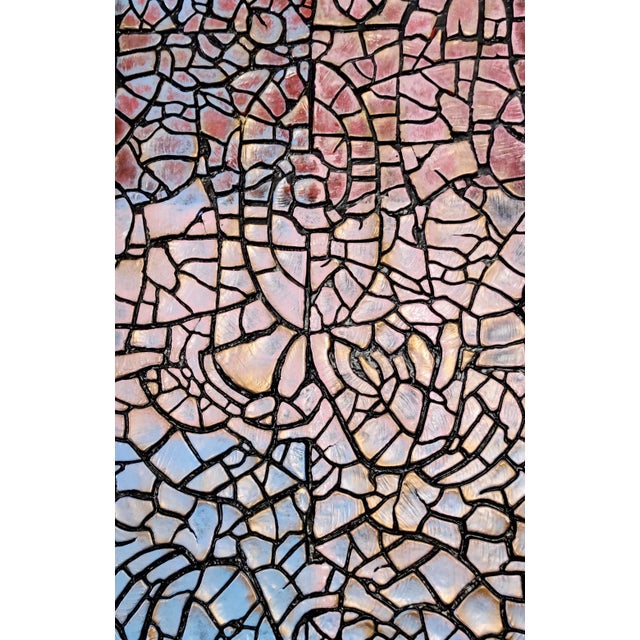 Vintage Rectangular Lacquered Beach Coffee Table with Colorful Plaster Relief, 1980s For Sale - Image 6 of 12