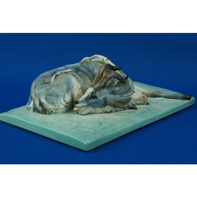 Stoneware Sculpture of a Reclining Ibex by Guido Cacciapuoti, Italy, 1920s For Sale - Image 9 of 18