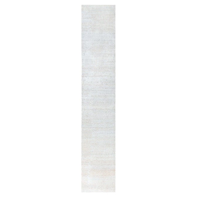Modern Cracked Ground Design Hand-Knotted Silk Runner by Doris Leslie Blau For Sale