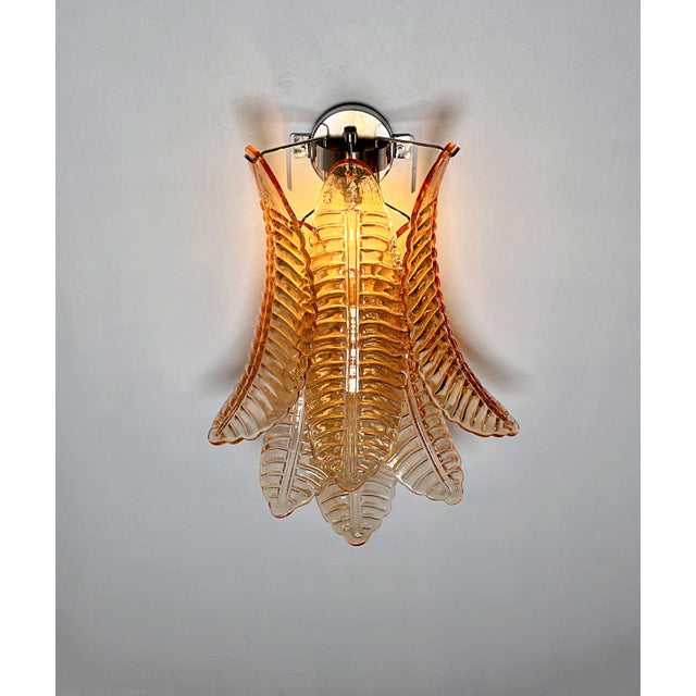 Vintage Murano Amber Felci Glass Wall Sconces, 1990s, Set of 2 For Sale - Image 4 of 18