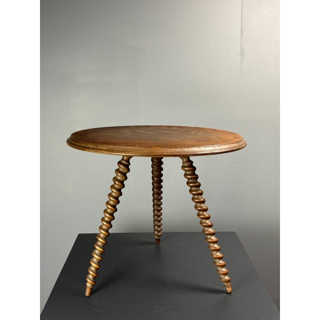 Lovely French tripod side table with screw legs. This occasional table is overall in great vintage condition and has...