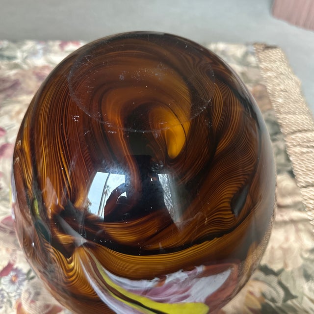 Glass Beautiful Italian Murano Hand Blown Glass Vase 12” Tall For Sale - Image 7 of 10