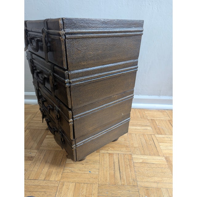 1950s 1950s Pair of Lexington Leather Stacked Suitcases Cabinets, Attributed For Sale - Image 5 of 11