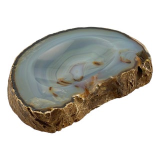 Vintage Italian Blue Chalcedony Agate Bowl, 1960s For Sale