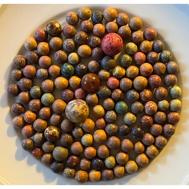 Brown Collection of Early 19th Century American Clay Marbles in Agate Glaze For Sale - Image 8 of 9