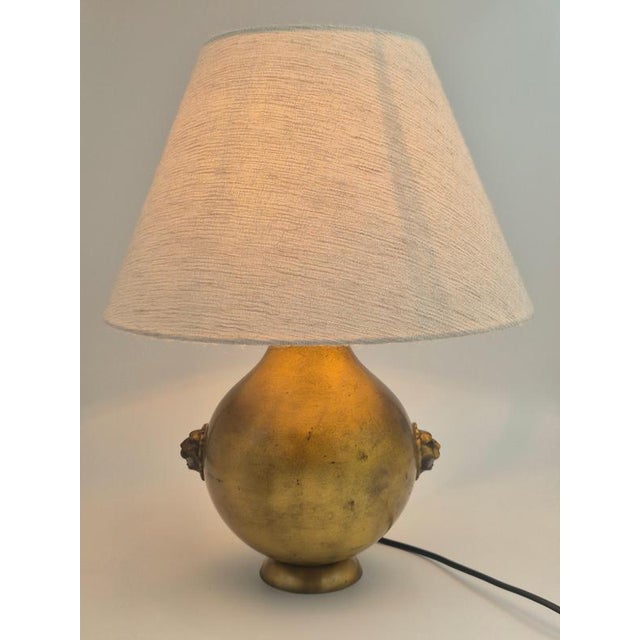1920s Swedish Grace Table Lamp in Brass with Decor of Lion, 1930s For Sale - Image 5 of 13