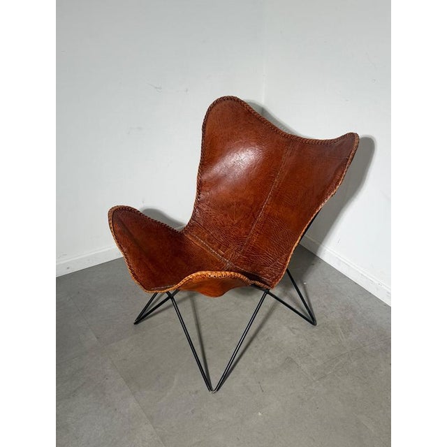 Cognac Leather Butterfly Lounge Chair For Sale - Image 6 of 6