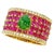 Bochic “Orient” African Ruby, & Jade Vintage Band Ring Set In 18 K Gold & Silver, Size 7.5 For Sale