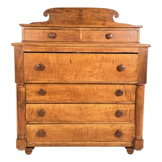 C. 1820s Antique Tiger Maple American Empire Chest For Sale
