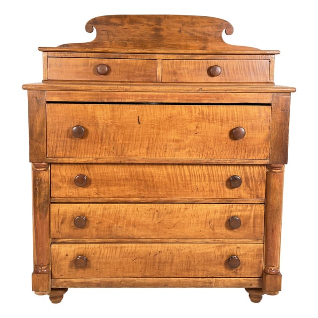 C. 1820s Antique Tiger Maple American Empire Chest For Sale