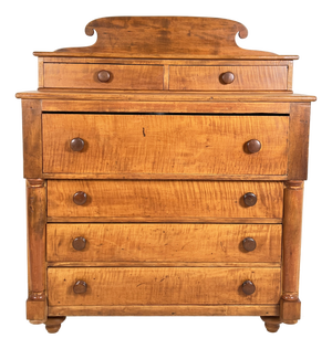 C. 1820s Antique Tiger Maple American Empire Chest