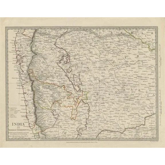 Antique Map of Part of the Bombay Presidency in India, 1831 For Sale - Image 6 of 6